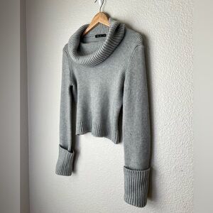 Deluc Gray Cropped Ribbed Knit Turtleneck, S